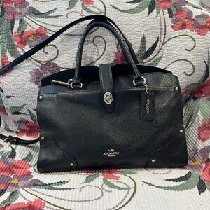 Coach Black Pebbled Leather Satchel with Top Handles